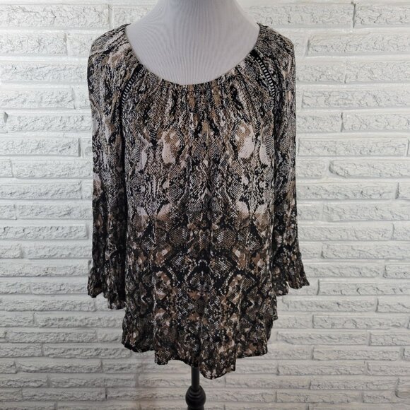 INC International Concepts Womens Top XXL Plus Bell Sleeve On Off Shoulder ANI2E - Picture 1 of 10